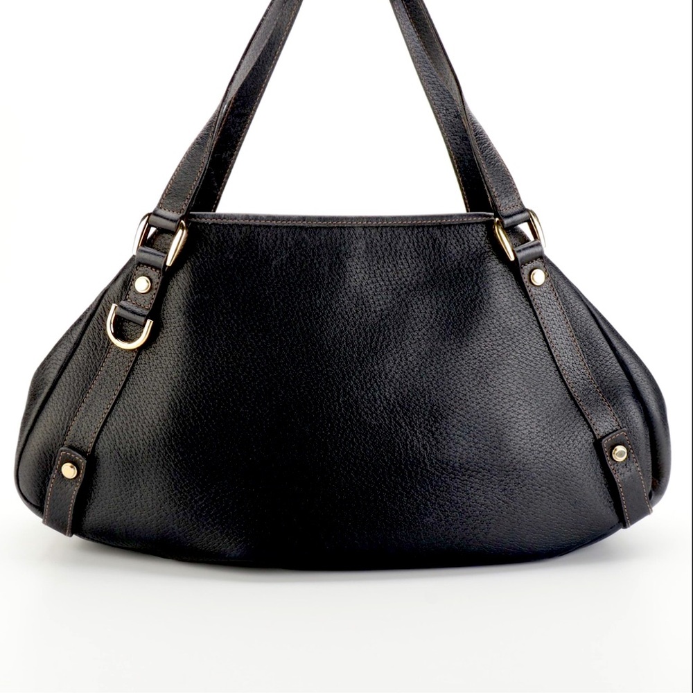 GUCCI Medium D-Ring Abbey Shoulder Bag in Black Cinghiale Leather